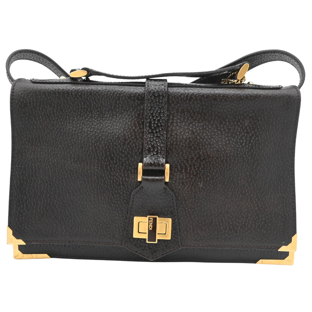 Fendi Classico No.1 Brown Leather Crossbody Messenger Satchel Bag